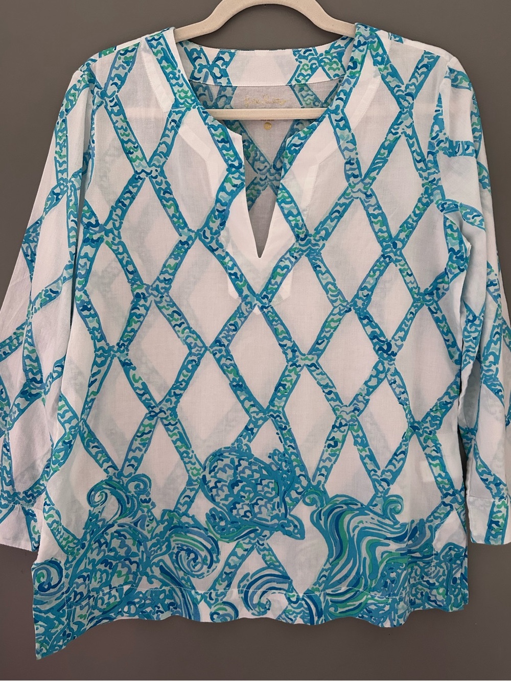LILLY PULITZER womens M Amelia Island Tunic Top Turtle Cove Resort Cover Up